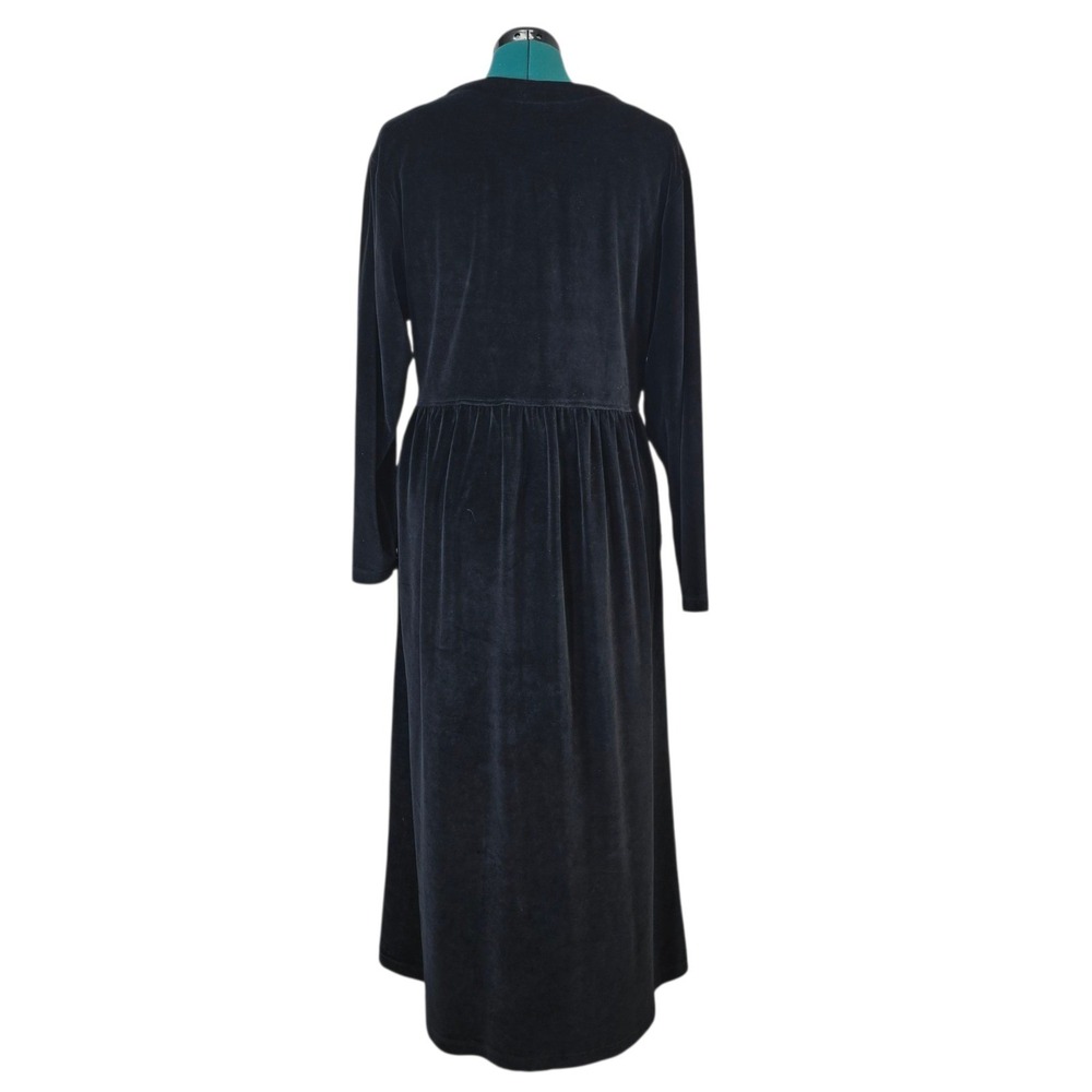 Smith & Hawken‎ Vintage Velvet Maxi Dress Womens L Long Sleeve Button Pockets - Picture 4 of 9